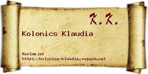 Kolonics Klaudia névjegykártya